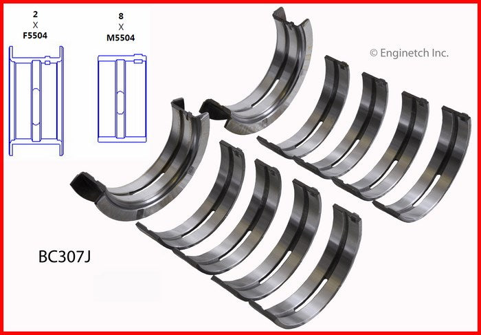 Enginetech BC307J010 Engine Full Crankshaft Main Bearing Set for Ford Custom and Country Sedan