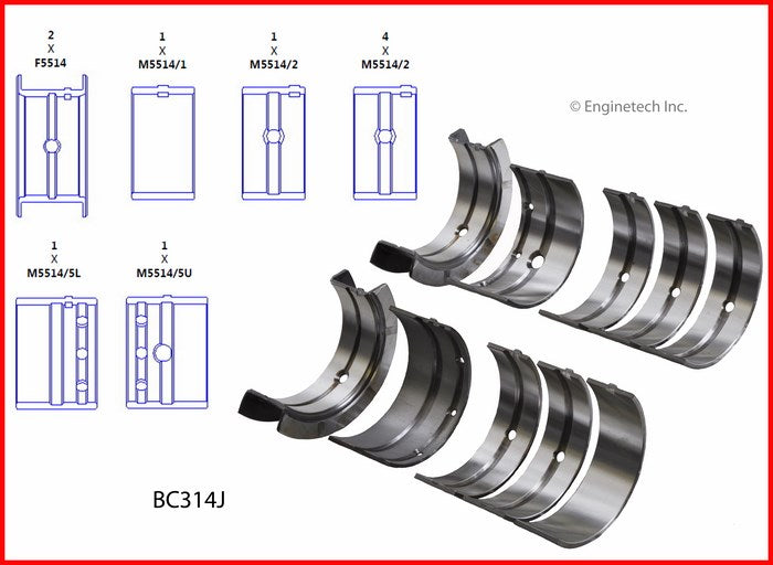 Enginetech BC314JSTD Engine Full Crankshaft Main Bearing Set for Reliable Engine Performance