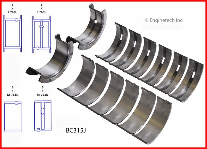 Enginetech BC315J030 Engine Full Crankshaft Main Bearing Set for Classic American Motors and Jeep Models
