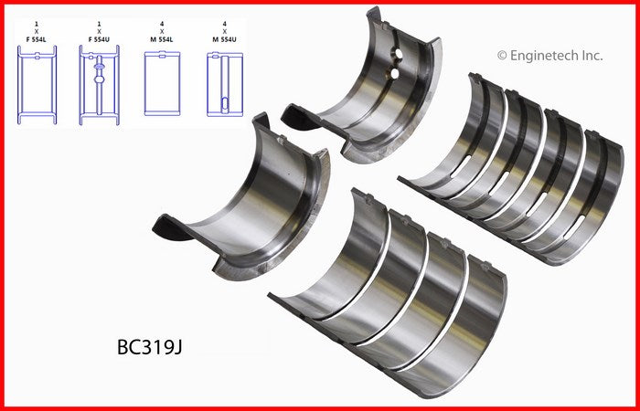 Enginetech BC319J040 Full Crankshaft Main Bearing Set for Classic Chevrolet and Pontiac Engines