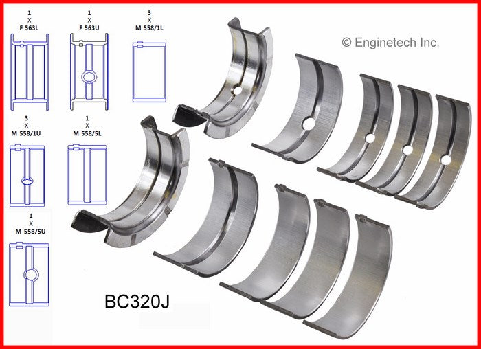 Enginetech BC320JSTD Engine Full Crankshaft Main Bearing Set for Optimal Engine Performance