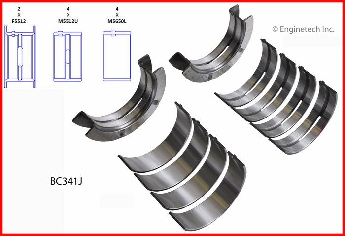 Enginetech BC341JSTD Engine Full Crankshaft Main Bearing Set for Domestic and Import Engines