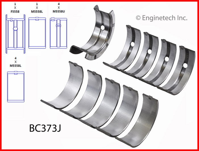 Enginetech BC373J.25 Engine Full Crankshaft Main Bearing Set for Ford Vehicles