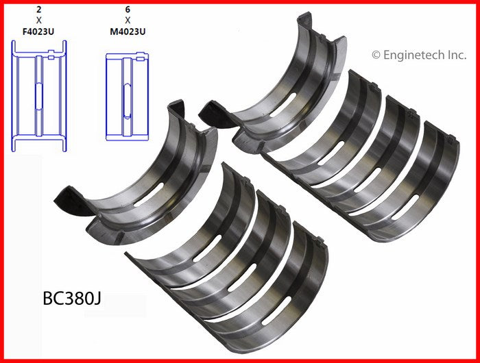Enginetech BC380J020 Engine Full Crankshaft Main Bearing Set for Ford and Mercury Models