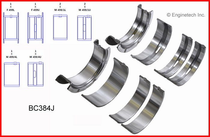 Enginetech BC384J020 Engine Full Crankshaft Main Bearing Set for Mazda B3000 and Ford Taurus