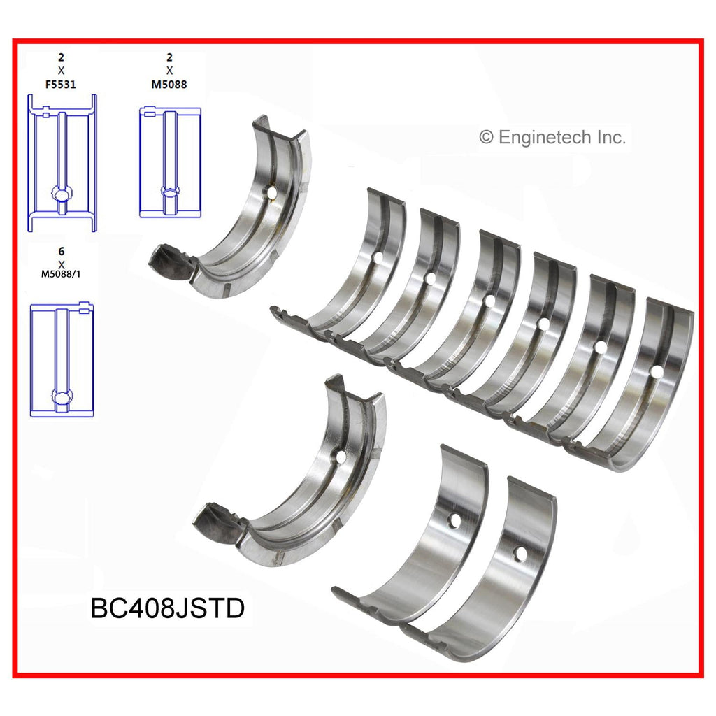 Enginetech BC408JSTD Engine Full Crankshaft Main Bearing Set for Isuzu Hombre and Chevrolet S10