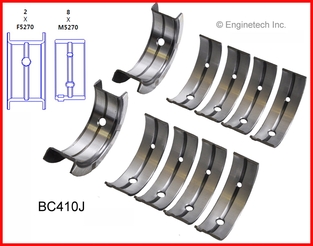 Enginetech BC410J.50 Engine Full Crankshaft Main Bearing Set for Chrysler Vehicles