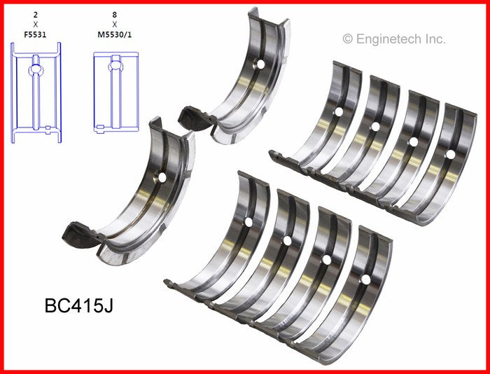 Enginetech BC415J.75 Engine Full Crankshaft Main Bearing Set for Select 1980s-90s Cars