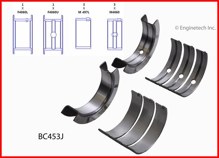 Enginetech BC453J020 Engine Full Crankshaft Main Bearing Set for Chrysler Vehicles