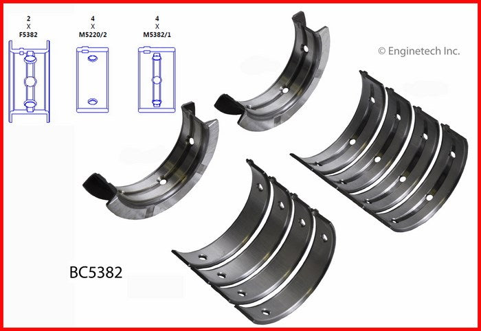 Enginetech BC5382.50 Engine Full Crankshaft Main Bearing Set for Subaru Vehicles