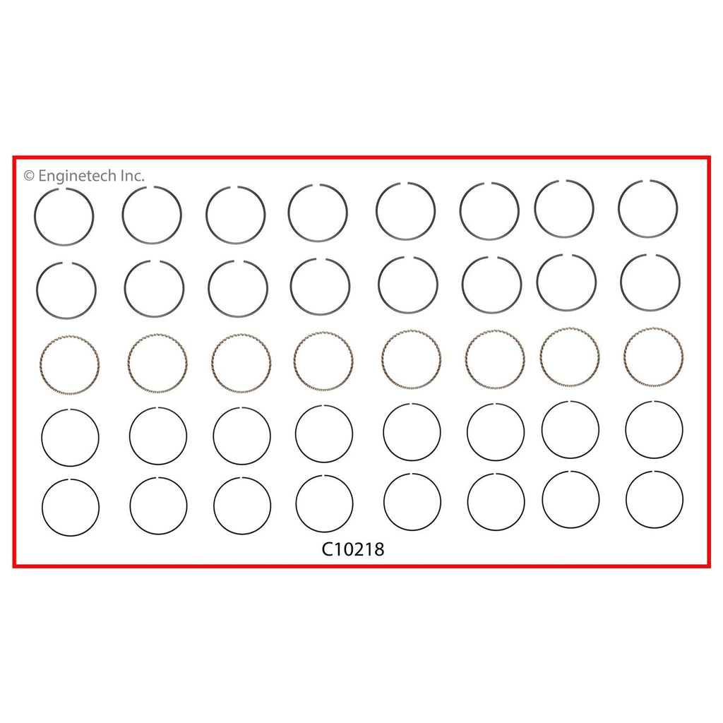 Enginetech C10218-STD Engine Premium Piston Ring Complete Set for Automotive Engines