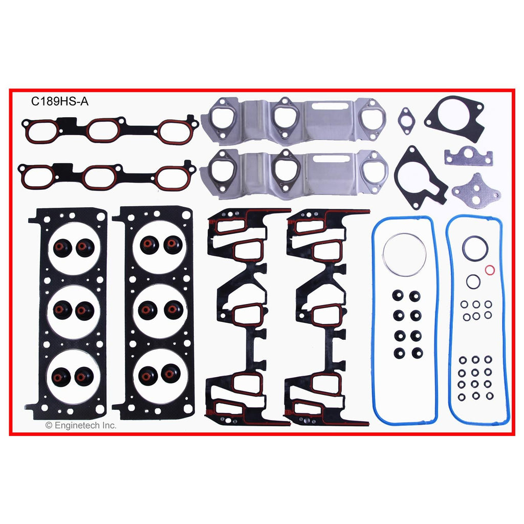 Enginetech C189HS-AWB Engine Cylinder Head Gasket Set for GMC and Chevrolet Vehicles with Head Bolts