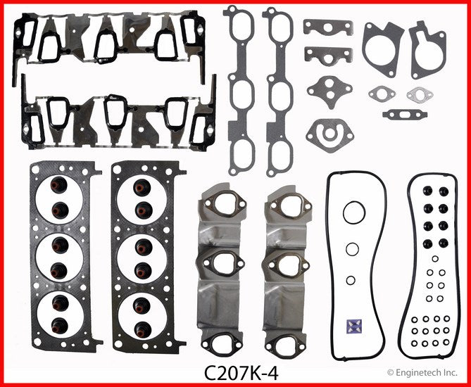 Enginetech C207K-4 Engine Full Gasket Set for GM and Chevrolet Cars and Trucks