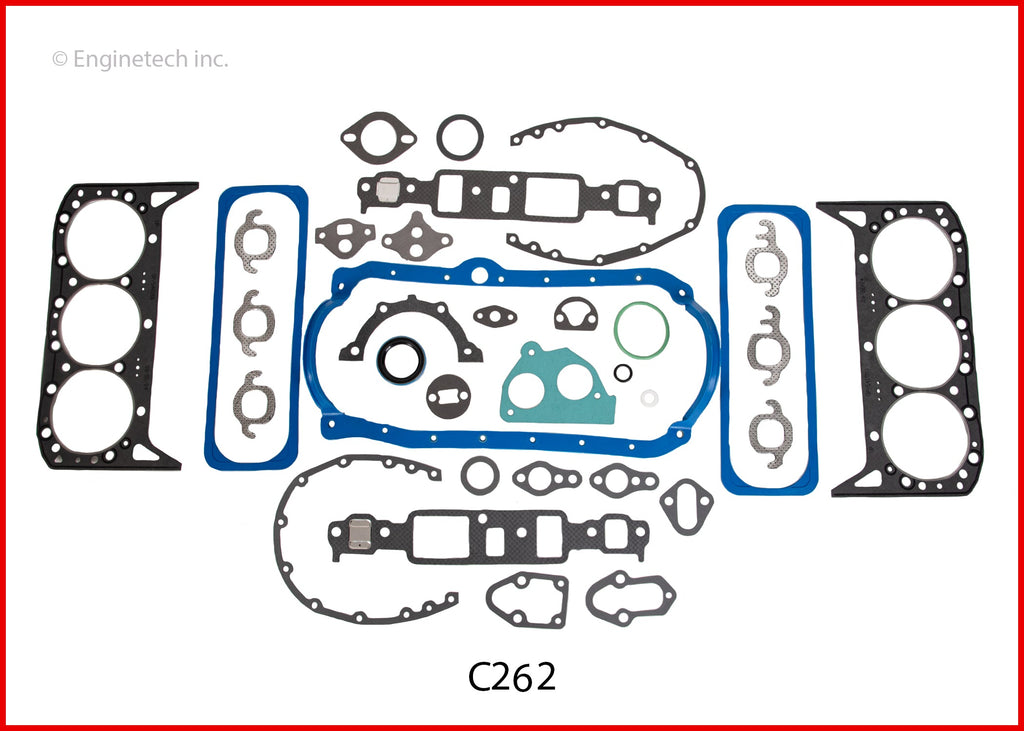 Enginetech C262 Engine Rebuilders Full Gasket Set for GMC and Chevy Cars and Trucks