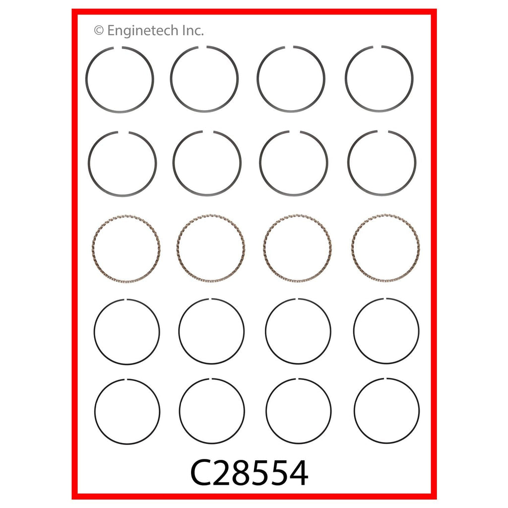 Enginetech C28554-.50 Engine Premium Piston Ring Complete Set for Chevrolet and Buick Models
