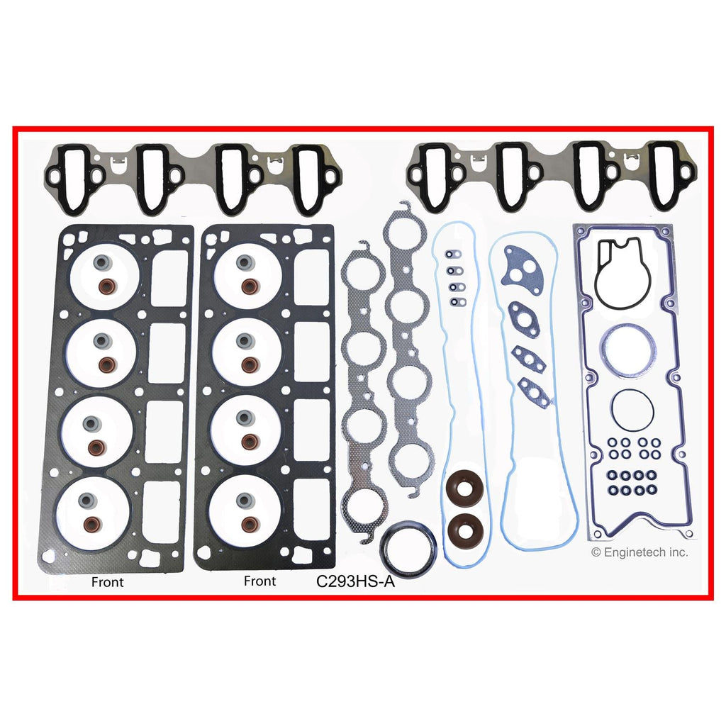 Enginetech C293HS-AWB Engine Cylinder Head Gasket Set for GMC and Chevrolet Vehicles with Head Bolts