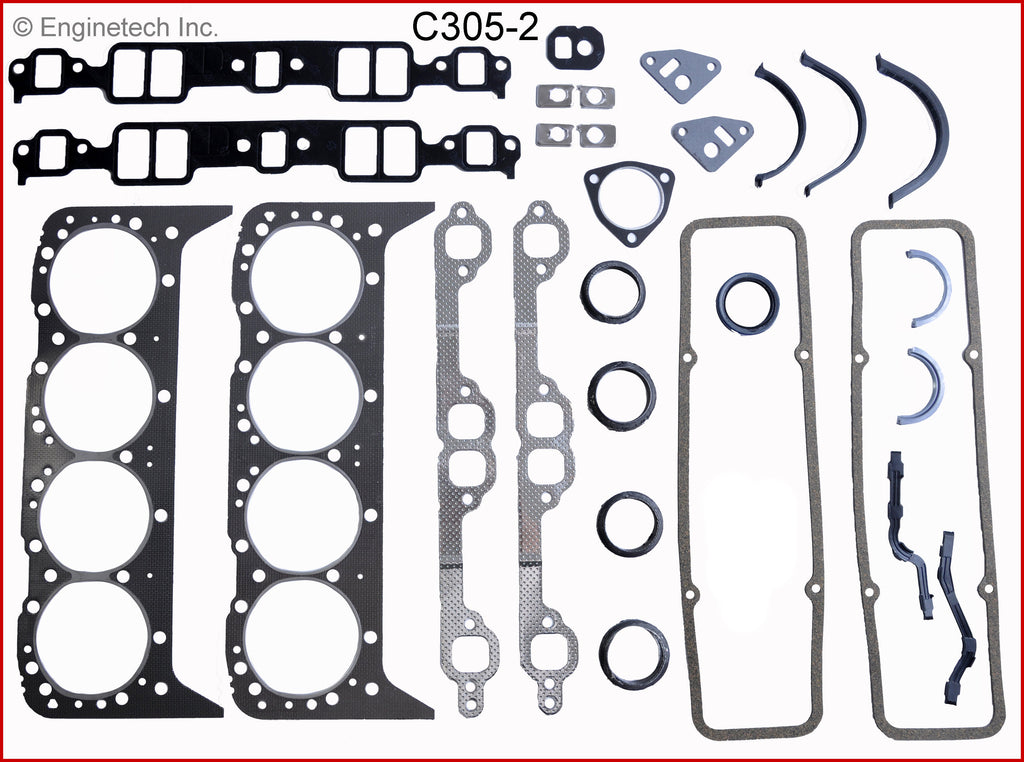 Enginetech C305-2 Engine Full Gasket Set for GMC and Chevrolet Cars and Trucks