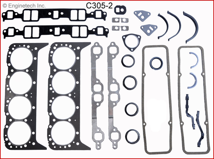 Enginetech C305-2 Engine Full Gasket Set for GMC and Chevrolet Cars and Trucks