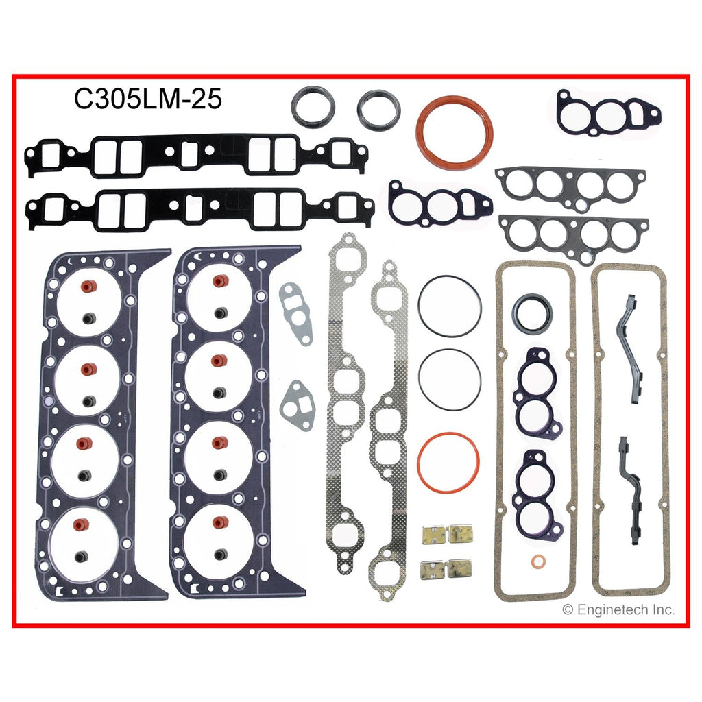 Enginetech C305LM-25 Engine Full Gasket Set for GMC and Chevrolet Cars and Trucks