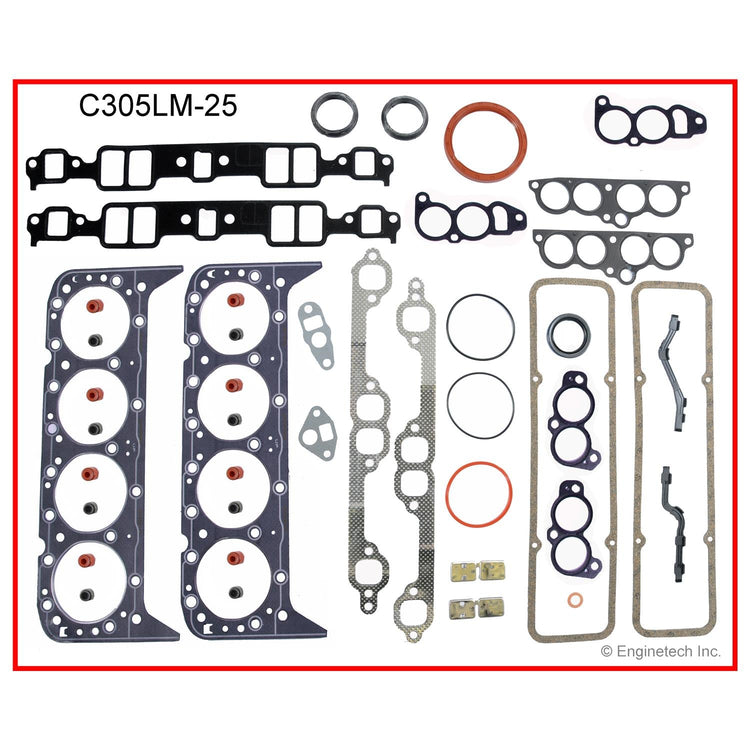 Enginetech C305LM-25 Engine Full Gasket Set for GMC and Chevrolet Cars and Trucks