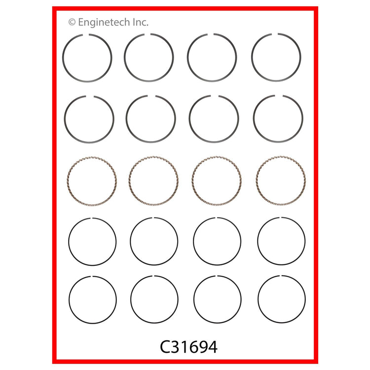 Enginetech C31694-STD Engine Premium Piston Ring Complete Set for Chevrolet Cruze & Sonic (2012-2016)