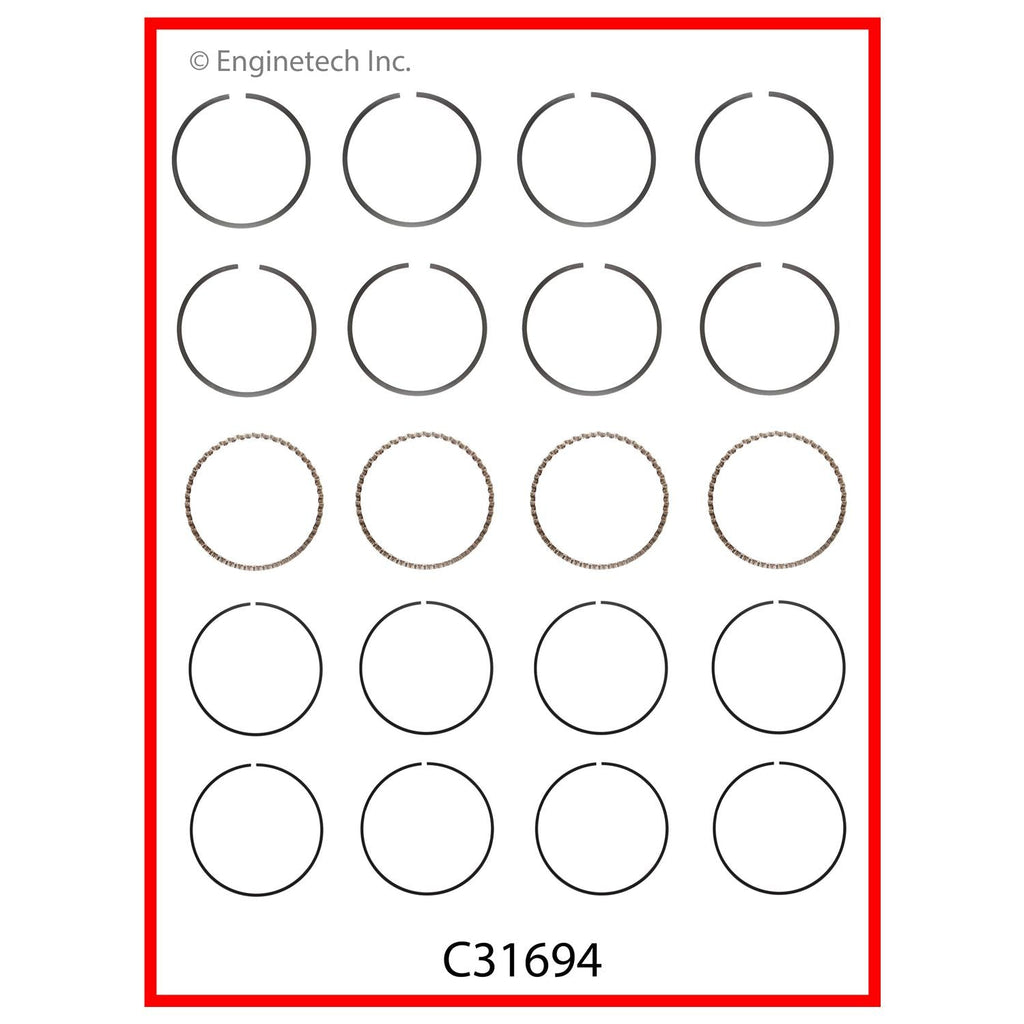 Enginetech C31694-.50 Engine Premium Piston Ring Complete Set for Chevrolet Cruze and Sonic