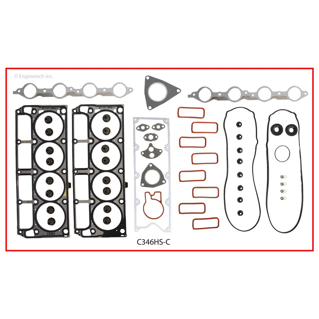 Enginetech C346HS-CAWB Engine Cylinder Head Gasket Set for GMC and Chevrolet Vehicles with Head Bolts