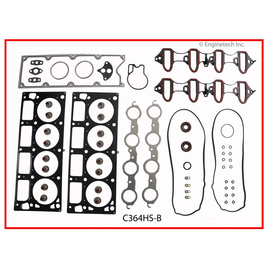 Enginetech C364HS-BAWB Engine Cylinder Head Gasket Set for GMC and Chevrolet Vehicles with Head Bolts