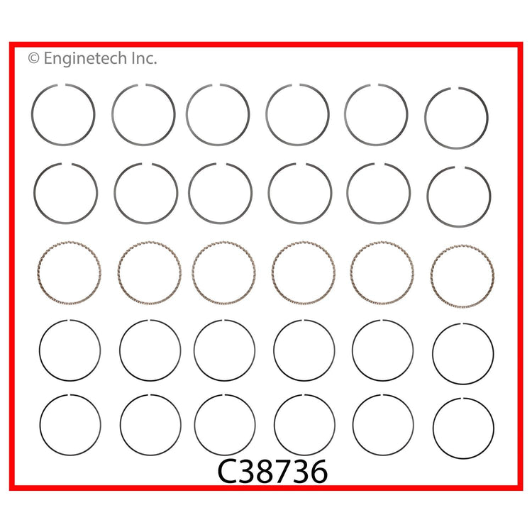Enginetech C38736-STD Engine Premium Piston Ring Complete Set for Domestic and Import Engines