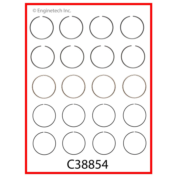 Enginetech C38854-030 Engine Premium Piston Ring Complete Set for Classic Chevrolet and GMC Models