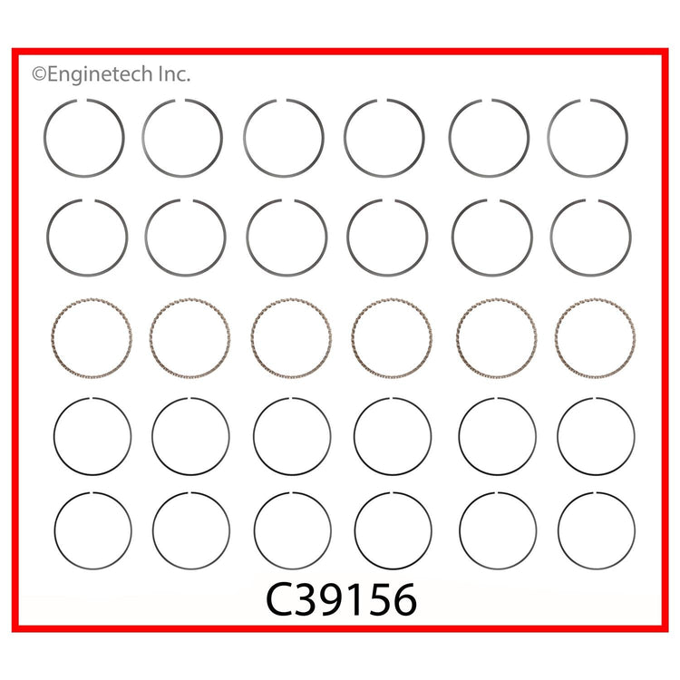 Enginetech C39156-040 Engine Premium Piston Ring Complete Set for Dodge B150, B250, D100 (1988-1991)