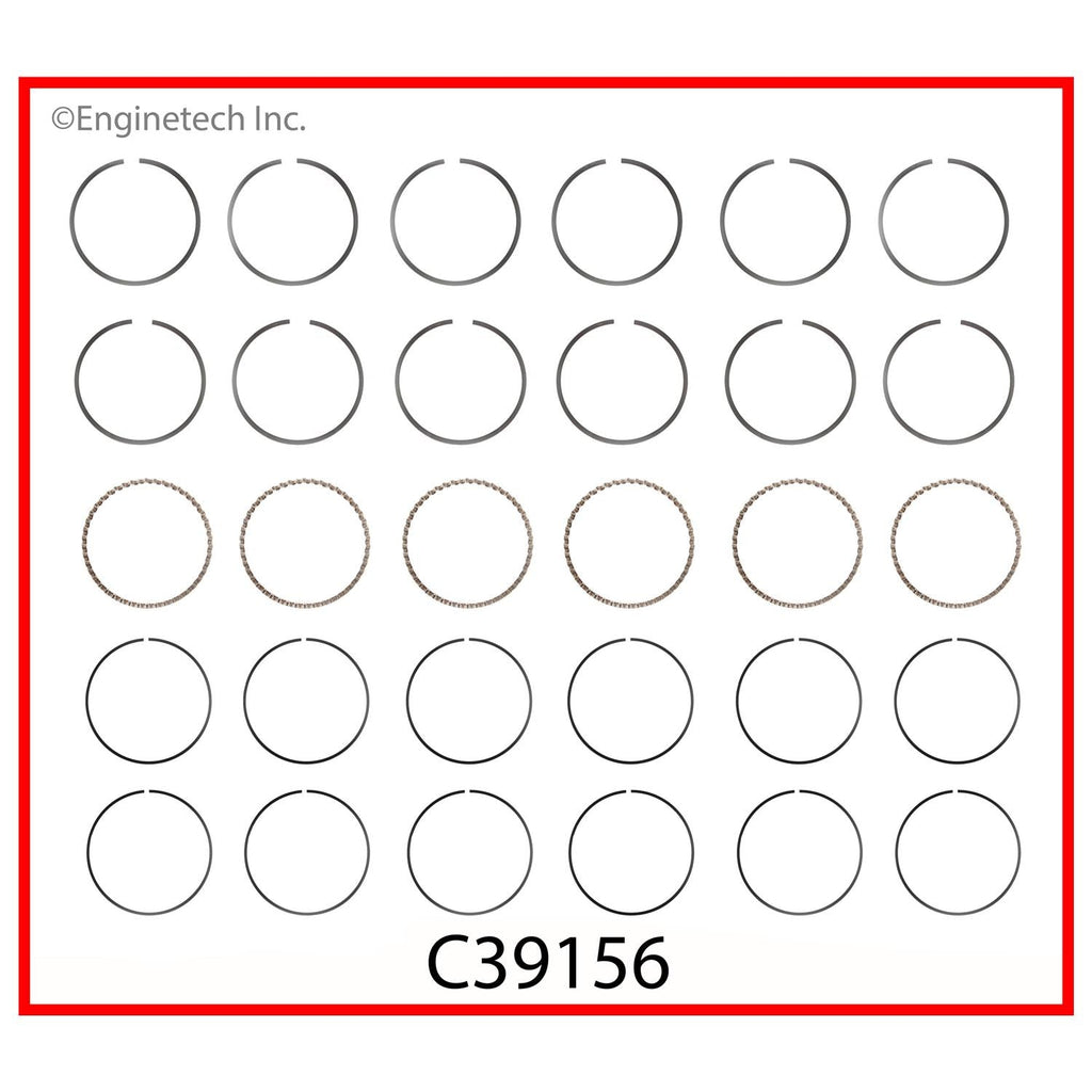 Enginetech C39156-060 Engine Premium Piston Ring Complete Set for Dodge B150, B250, D100 (1988-1991)