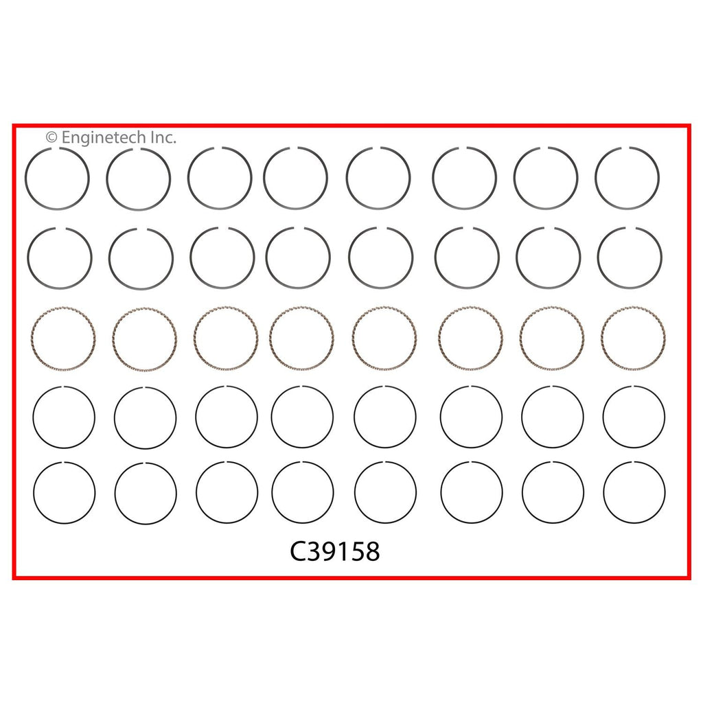 Enginetech C39158-060 Engine Premium Piston Ring Complete Set for Domestic and Import Engines