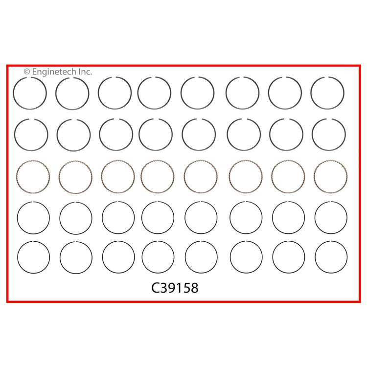 Enginetech C39158-060 Engine Premium Piston Ring Complete Set for Domestic and Import Engines
