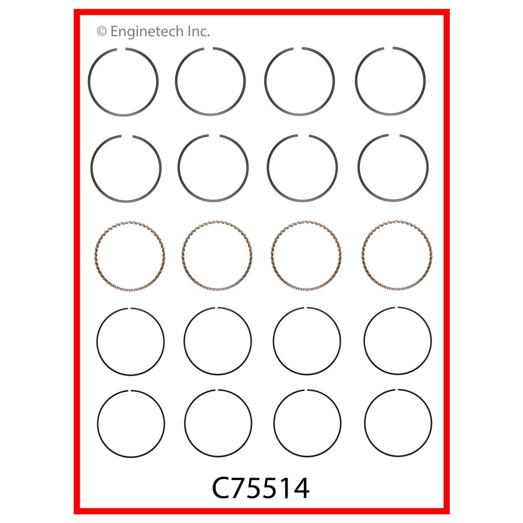 Enginetech C75514-STD Engine Premium Piston Ring Set for Hyundai and Dodge Models