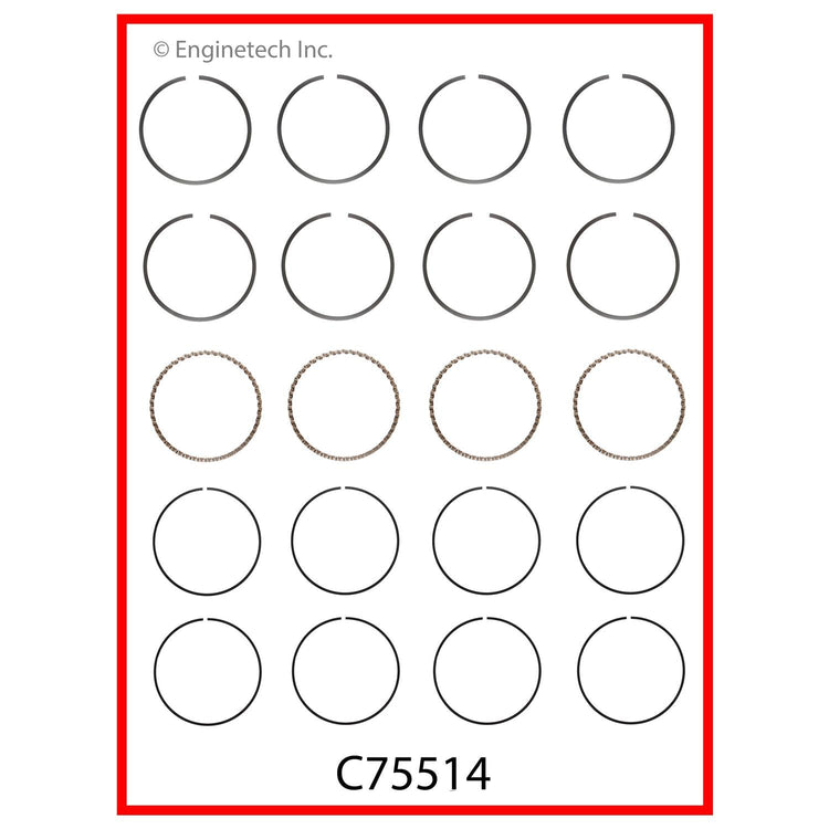 Enginetech C75514-.50 Engine Premium Piston Ring Set for Hyundai and Dodge Vehicles
