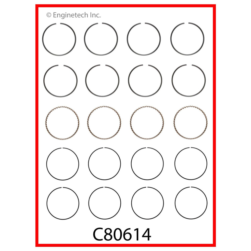 Enginetech C80614-STD Engine Premium Piston Ring Set for Plymouth Laser and Mitsubishi Models