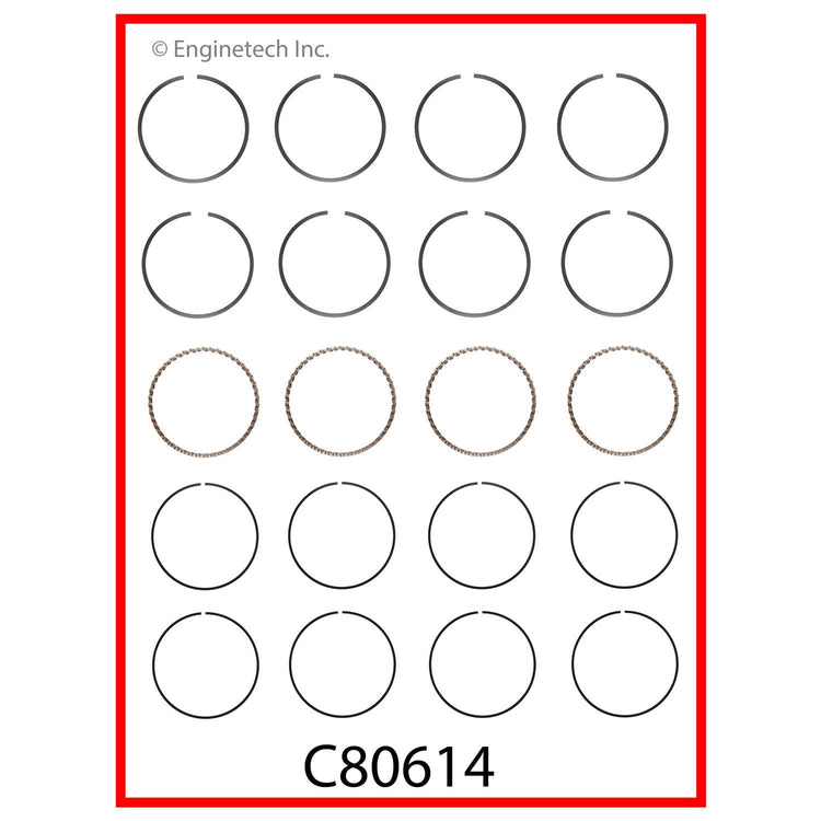 Enginetech C80614-.50 Engine Premium Piston Ring Complete Set for Plymouth Laser and Mitsubishi Models