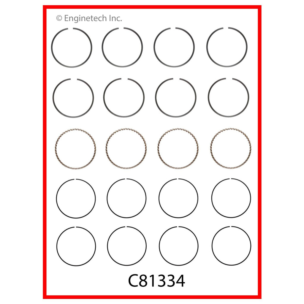 Enginetech C81334-STD Engine Premium Piston Ring Set for Toyota and Geo Vehicles