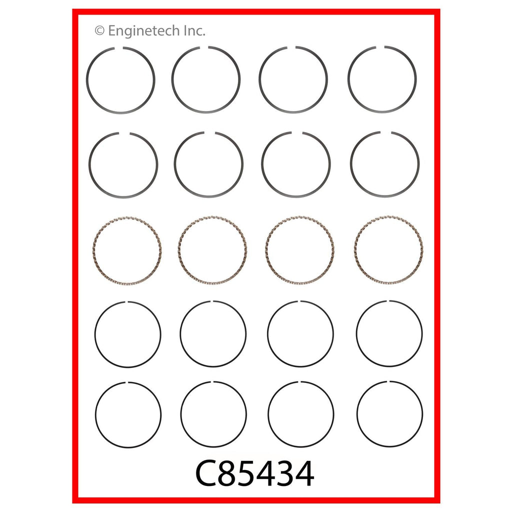 Enginetech C85434-STD Engine Premium Piston Ring Complete Set for Hyundai and Eagle Vehicles