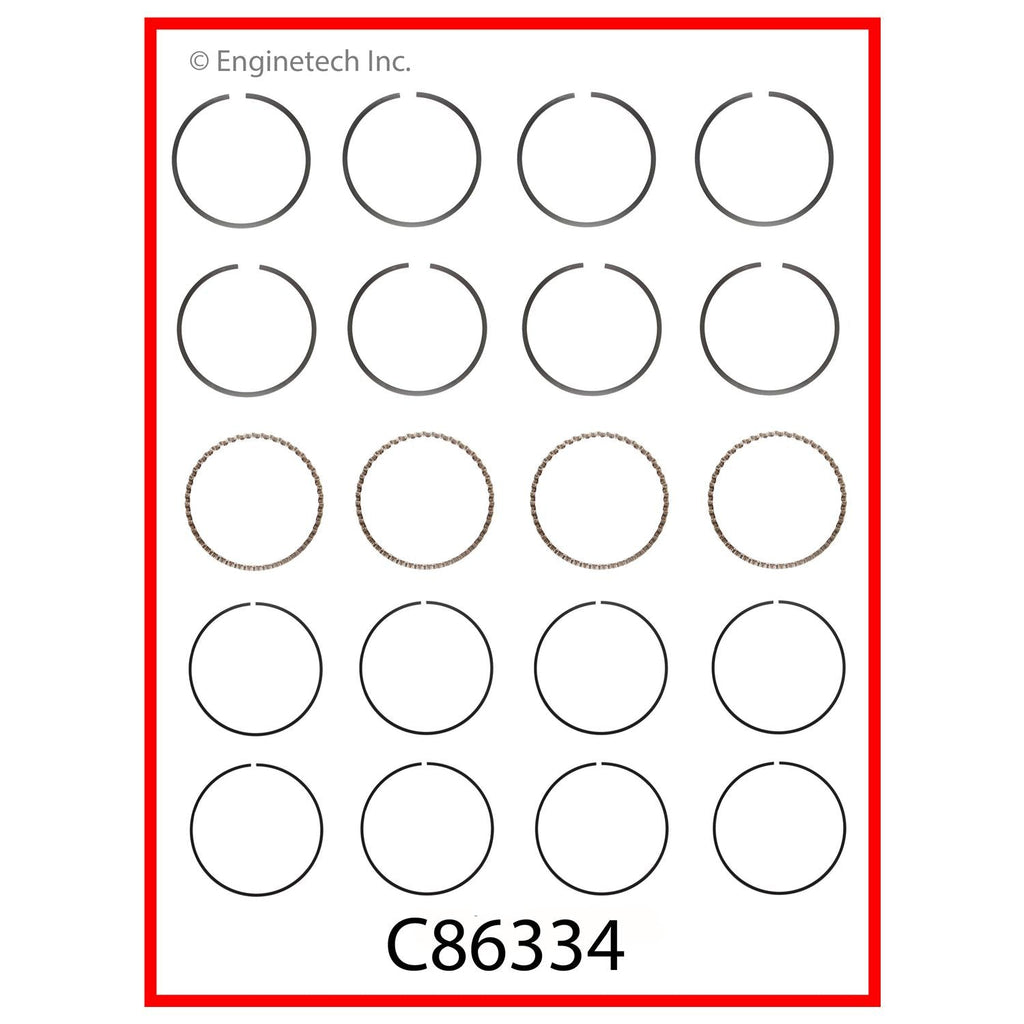 Enginetech C86334-STD Engine Premium Piston Ring Complete Set for Toyota Celica and MR2