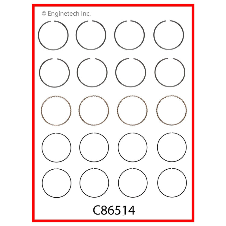 Enginetech C86514-STD Engine Premium Piston Ring Set for Mitsubishi Mighty Max 1993-1996