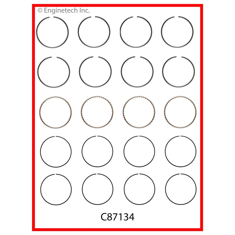 Enginetech C87134-STD Engine Premium Piston Ring Complete Set for Isuzu Impulse & Pickup