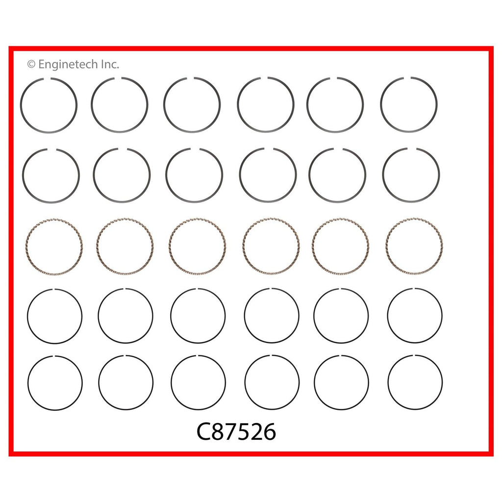 Enginetech C87526-.75 Engine Premium Piston Ring Complete Set for Lexus and Toyota Vehicles