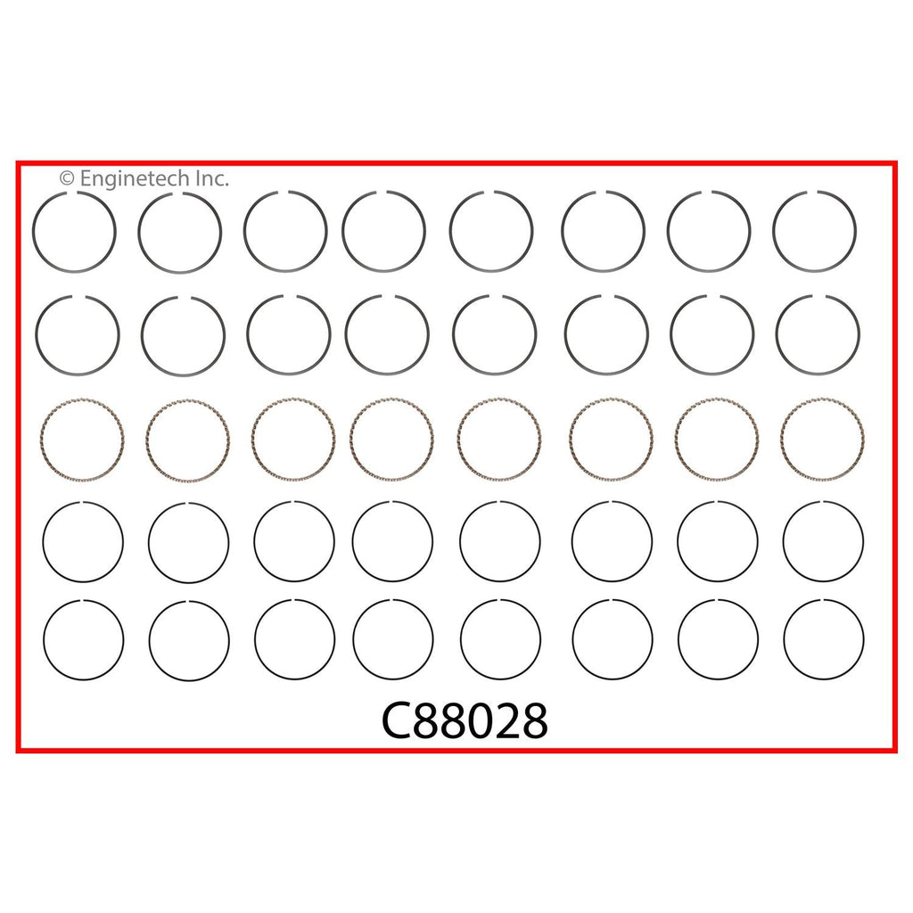 Enginetech C88028-STD Engine Premium Piston Ring Set for Cadillac Vehicles