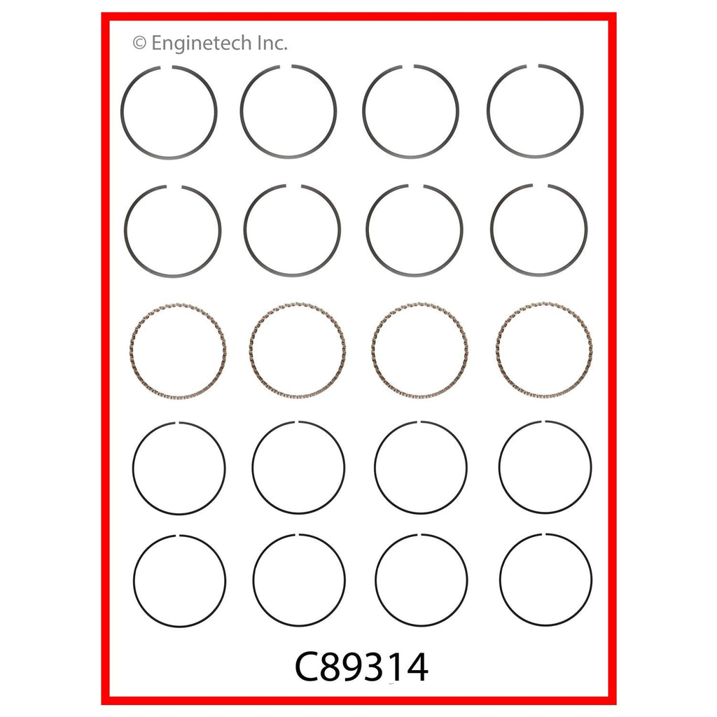 Enginetech C89314-STD Engine Premium Piston Ring Complete Set for Isuzu Vehicles