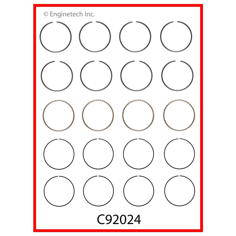 Enginetech C92024-STD Engine Premium Piston Ring Complete Set for Toyota Vehicles