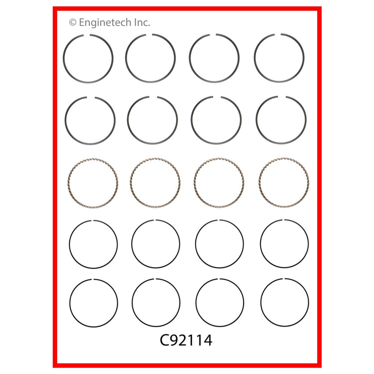 Enginetech C92114-STD Engine Premium Piston Ring Complete Set for Mazda B2600 & MPV