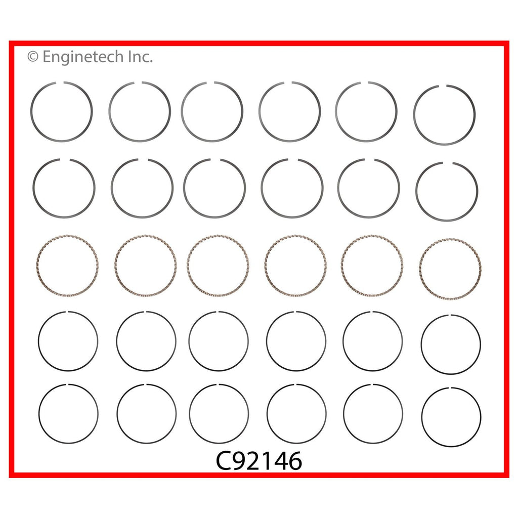 Enginetech C92146-STD Engine Premium Piston Ring Set for Buick, Chevrolet, Oldsmobile, and Pontiac Models