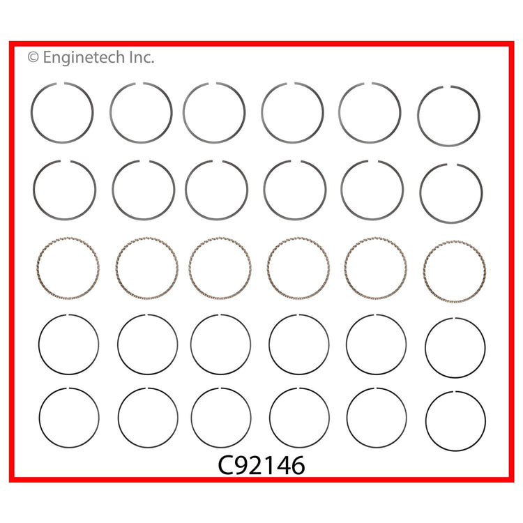 Enginetech C92146-.50 Engine Premium Piston Ring Complete Set for 2004-2005 Buick, Chevrolet, Oldsmobile, Pontiac Models